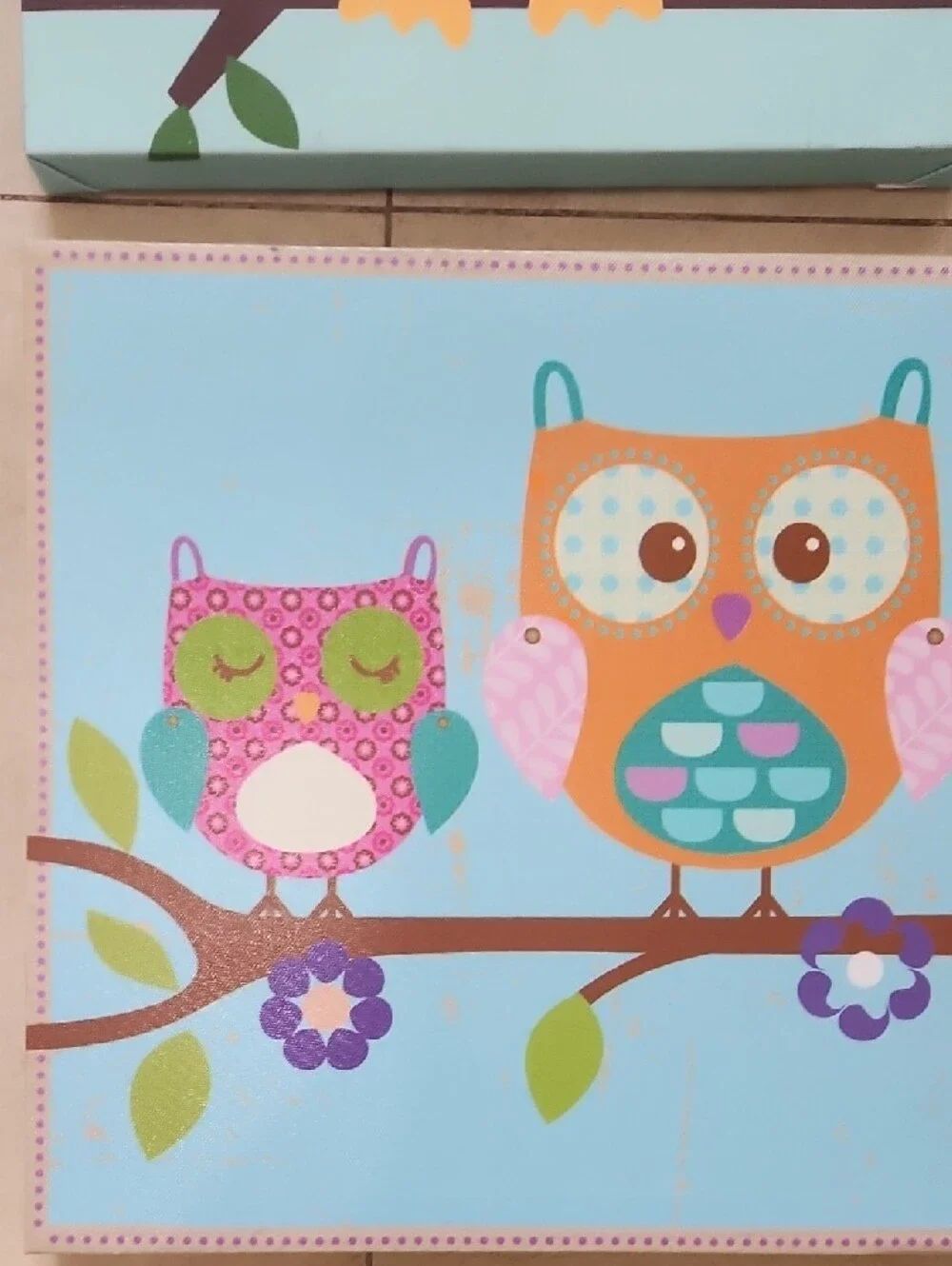 Hobby Lobby Pink & Aqua Owl Canvas Wall Art Set‎